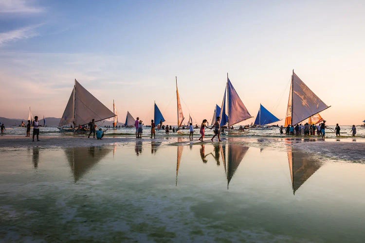 Sailboats At Sunset, Boracay Island, Philippines by Matteo Colombo wall art
