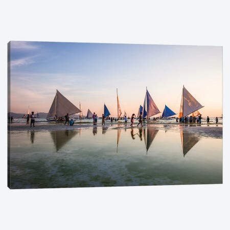 Sailboats At Sunset, Boracay Island, Philippines Canvas Print #TEO1929} by Matteo Colombo Canvas Art