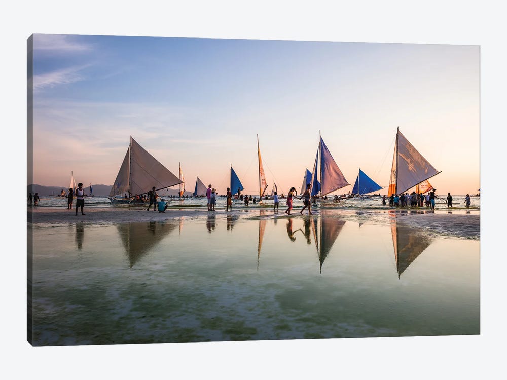 Sailboats At Sunset, Boracay Island, Philippines by Matteo Colombo 1-piece Canvas Artwork