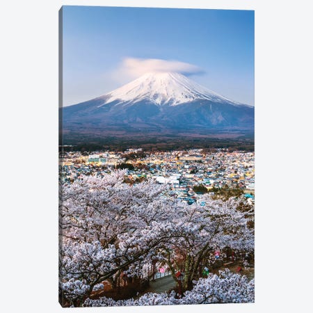 Sunrise Over Mount Fuji And Cherry Trees, Japan Canvas Print #TEO1937} by Matteo Colombo Canvas Wall Art