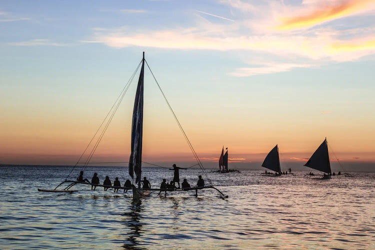 Sailboat At Sunset, Boracay Island, Philippines