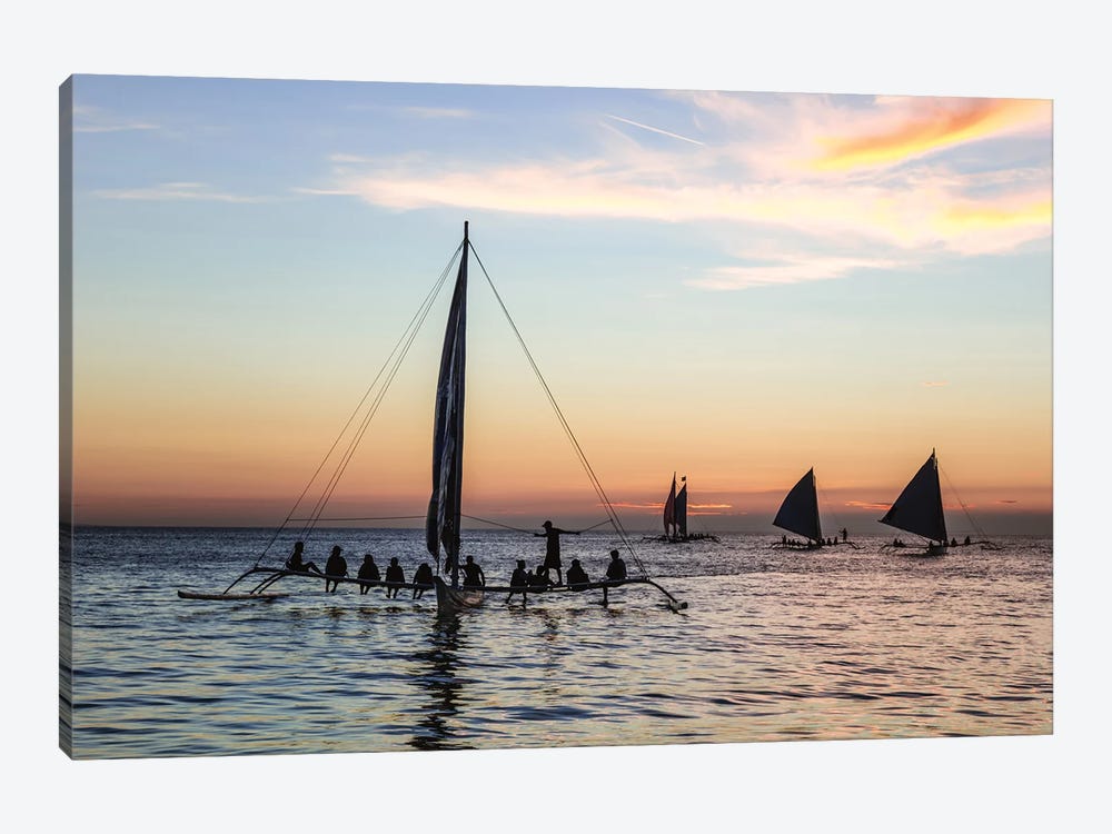 Sailboat At Sunset, Boracay Island, Philippines by Matteo Colombo 1-piece Canvas Print