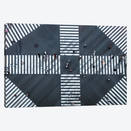 Aerial View Of Pedestrian Crossing, Tokyo, Japan II Canvas Print #TEO1945} by Matteo Colombo Canvas Print