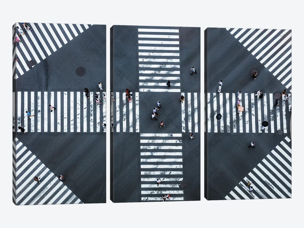 Aerial View Of Pedestrian Crossing, Tokyo, Japan II by Matteo Colombo 3-piece Canvas Art