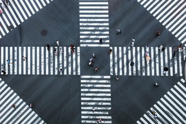 Aerial Photography: Aerial View Of Pedestrian Crossing, Tokyo, Japan II by Matteo Colombo