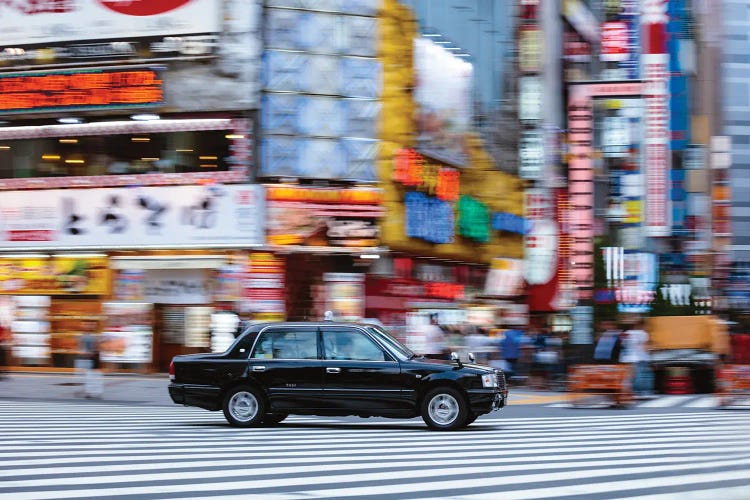 Taxi In The Streets Of Shinjuku, Tokyo, Japan