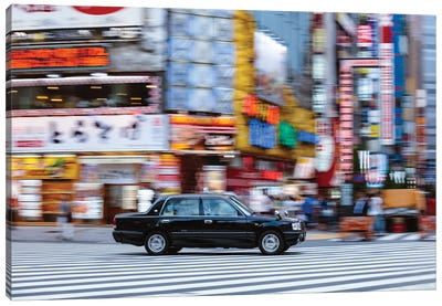 Taxi In The Streets Of Shinjuku, Tokyo, Japan Canvas Art Print - Tokyo Art