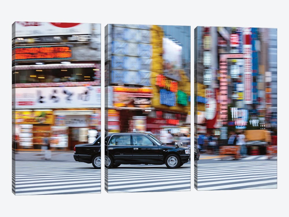 Taxi In The Streets Of Shinjuku, Tokyo, Japan by Matteo Colombo 3-piece Art Print