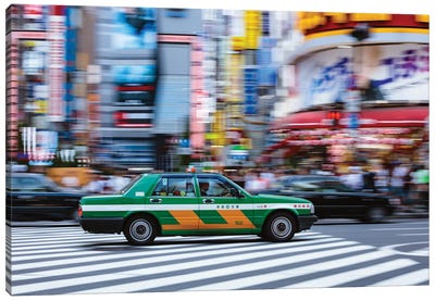 Taxi In Shinjuku, Tokyo, Japan Canvas Art Print - Tokyo Art