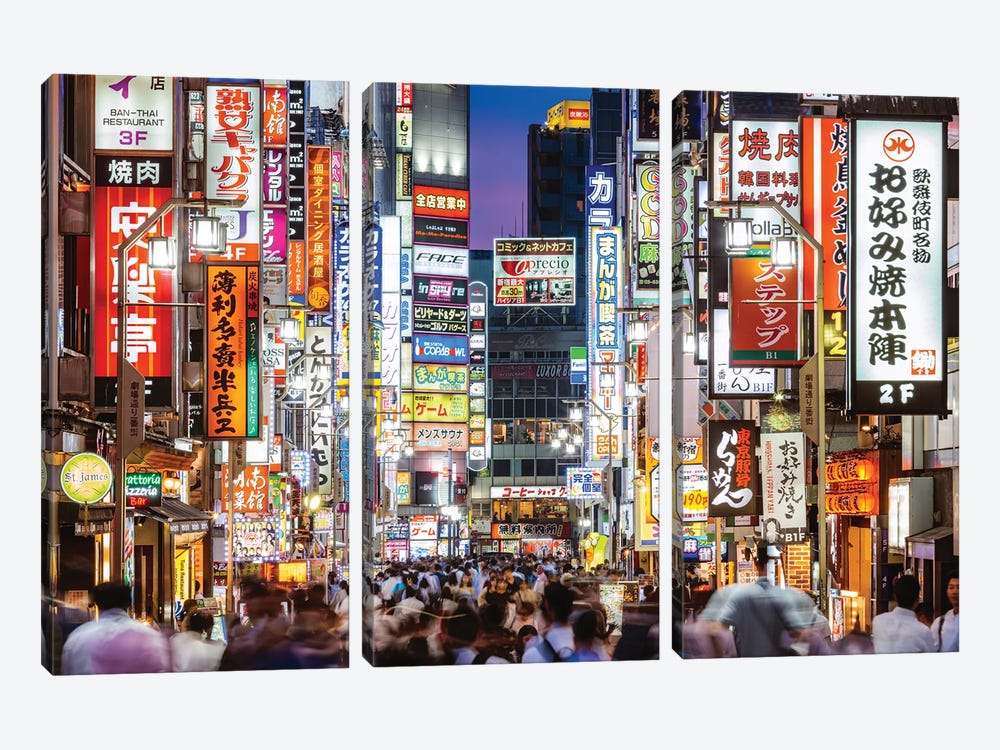 Red Light District In Shinjuku, Tokyo, Japan by Matteo Colombo 3-piece Canvas Print