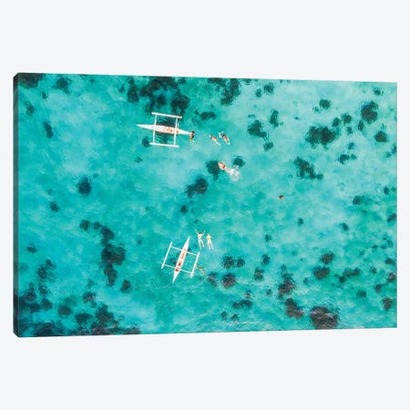 People Swimming With Turtle In The Turquoise Sea, Philippines Canvas Print #TEO1952} by Matteo Colombo Art Print