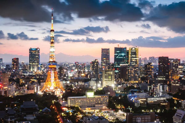 Tokyo Tower And City At Night, Tokyo, Japan