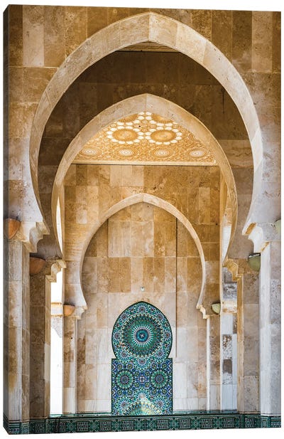 Archway At The Mosque, Casablanca, Morocco Canvas Art Print - Moroccan Culture