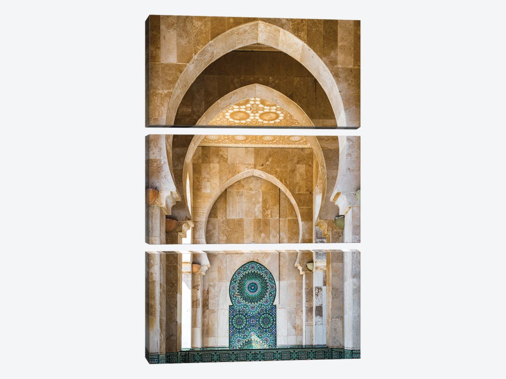 Archway At The Mosque, Casablanca, Morocco by Matteo Colombo 3-piece Canvas Art Print