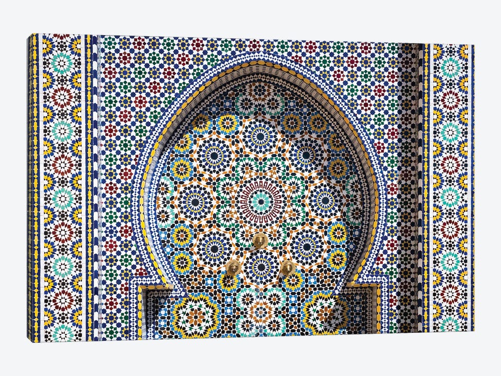 Ornate Moroccan Fountain, Meknes, Morocco by Matteo Colombo 1-piece Canvas Wall Art