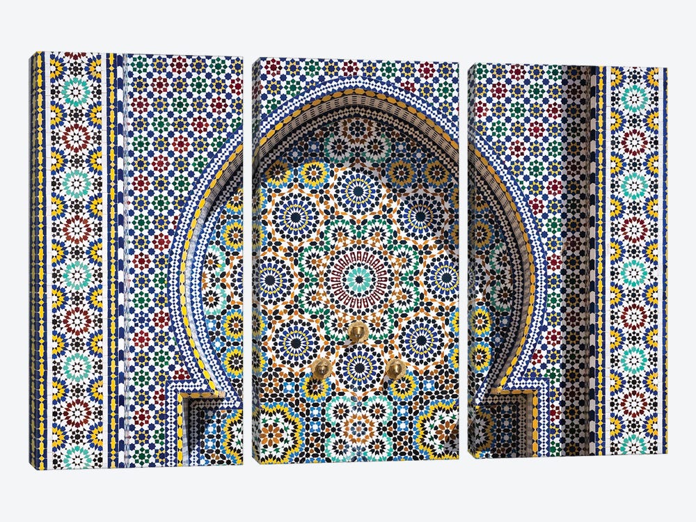 Ornate Moroccan Fountain, Meknes, Morocco by Matteo Colombo 3-piece Canvas Wall Art
