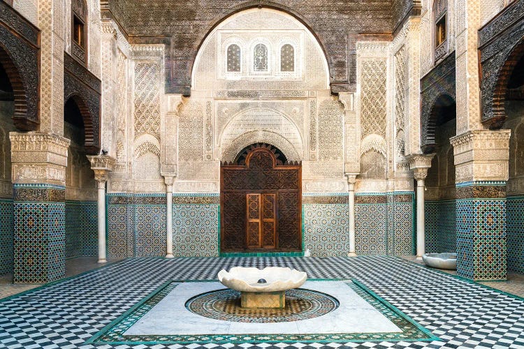 Arabic Style Courtyard, Medersa El Attarine, Fes, Morocco