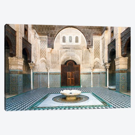 Arabic Style Courtyard, Medersa El Attarine, Fes, Morocco Canvas Print #TEO1960} by Matteo Colombo Canvas Art