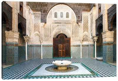 Arabic Style Courtyard, Medersa El Attarine, Fes, Morocco Canvas Art Print - Morocco