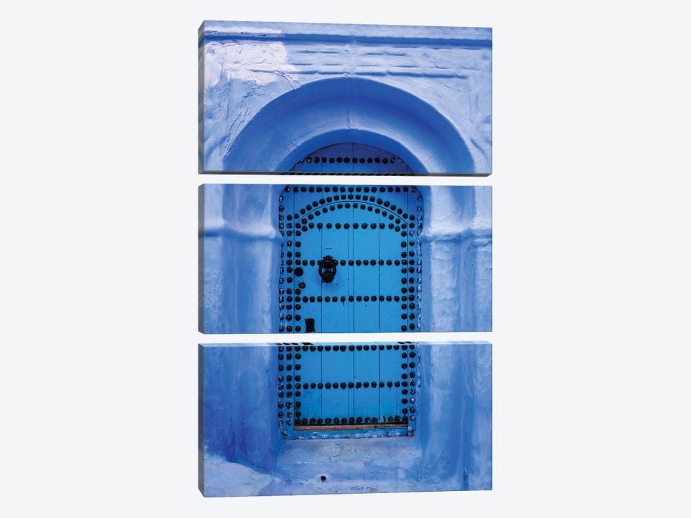 Blue Door In Chefchaouen, Morocco by Matteo Colombo 3-piece Canvas Print