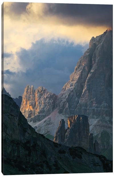 Dramatic Light Over Dolomite Peaks Canvas Art Print - Outdoor Adventure Travel