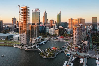 Perth Skyline At Sunset, Australia by Matteo Colombo canvas print