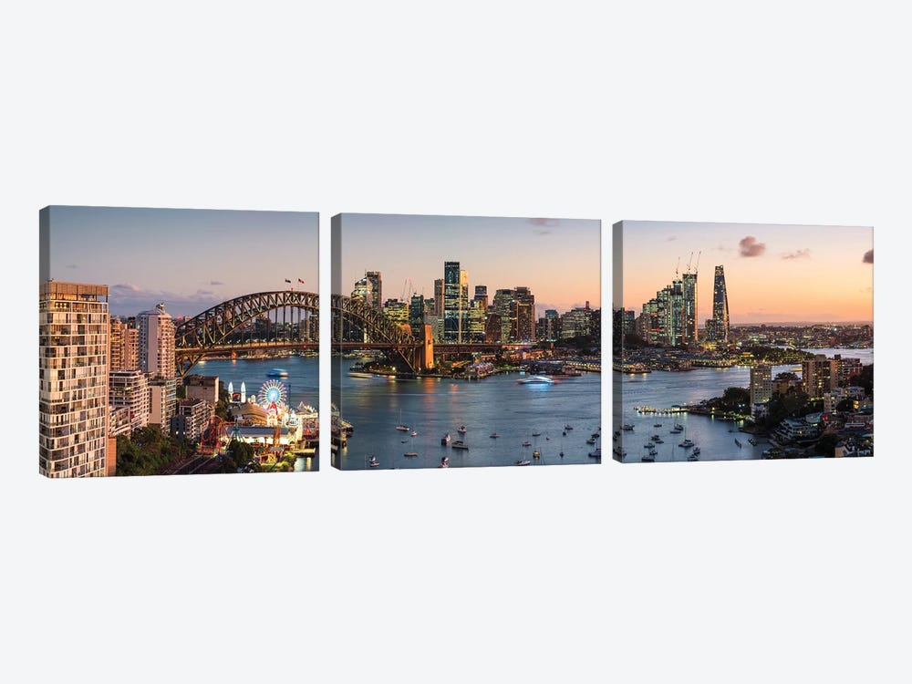 Sydney Panoramic Skyline, Australia by Matteo Colombo 3-piece Canvas Wall Art