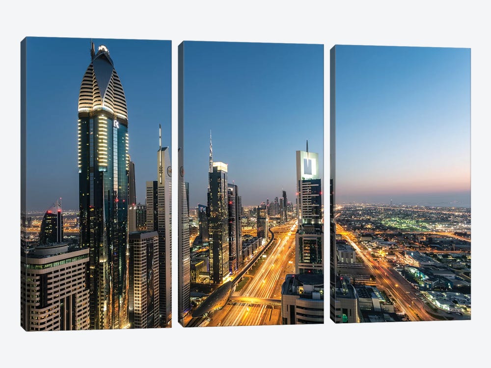 Dubai Skyline, United Arab Emirates by Matteo Colombo 3-piece Canvas Art Print