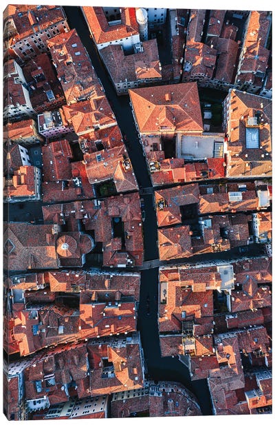 Venice Canals And Rooftops From Above Canvas Art Print - Urban River, Lake & Waterfront Art
