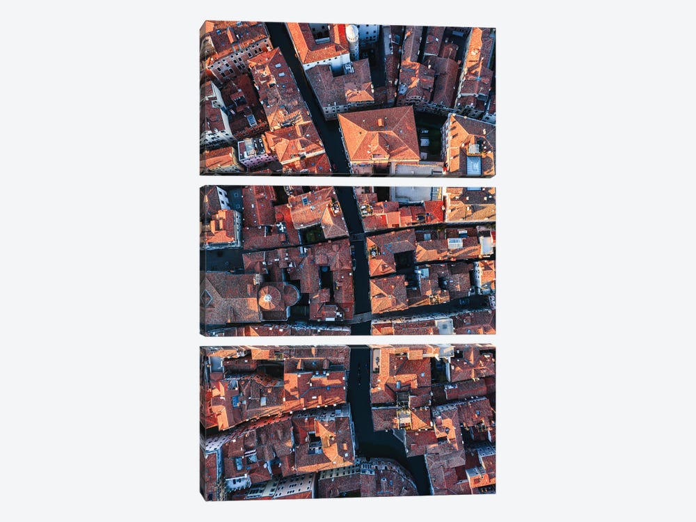 Venice Canals And Rooftops From Above by Matteo Colombo 3-piece Canvas Art Print
