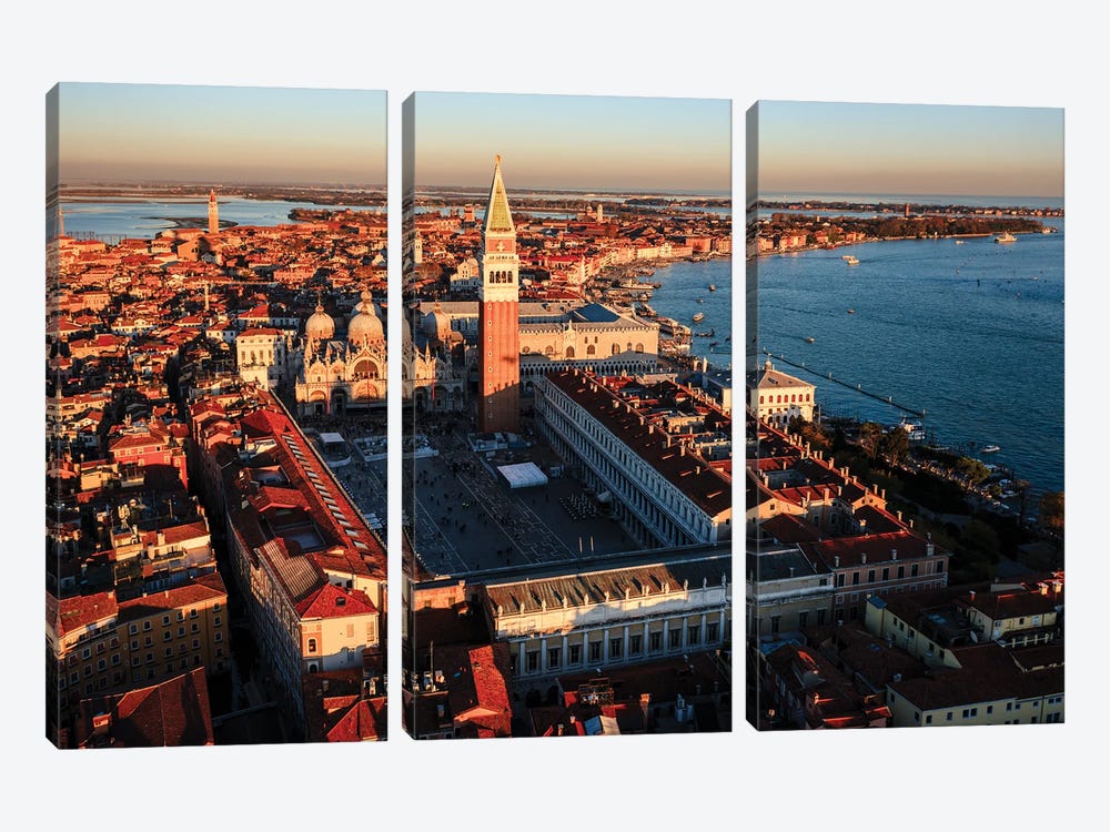 Aerial Sunset Over St Mark's Square, Venice, Italy by Matteo Colombo 3-piece Art Print