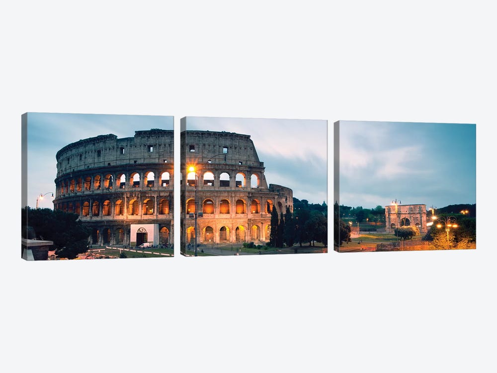 Dusk At The Colosseum by Matteo Colombo 3-piece Canvas Print