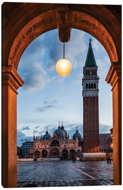 St Mark's Square At Dawn, Venice, Italy Canvas Art Print - Arches