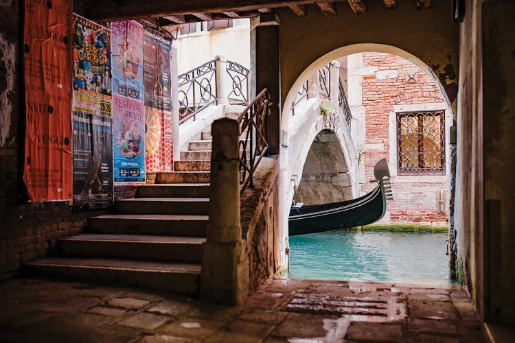 Narrow Street And Gondola, Venice, Italy