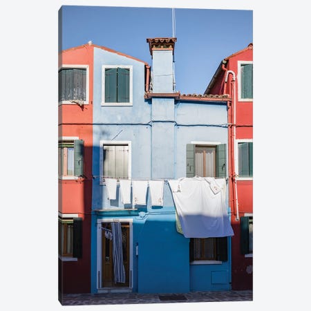 Red And Blue Houses In Burano Island, Venice, Italy II Canvas Print #TEO2020} by Matteo Colombo Canvas Print