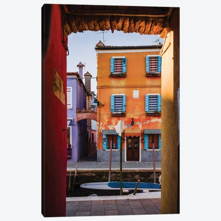 Sunset Over Orange House, Burano, Venice, Italy Canvas Print #TEO2021} by Matteo Colombo Canvas Art Print