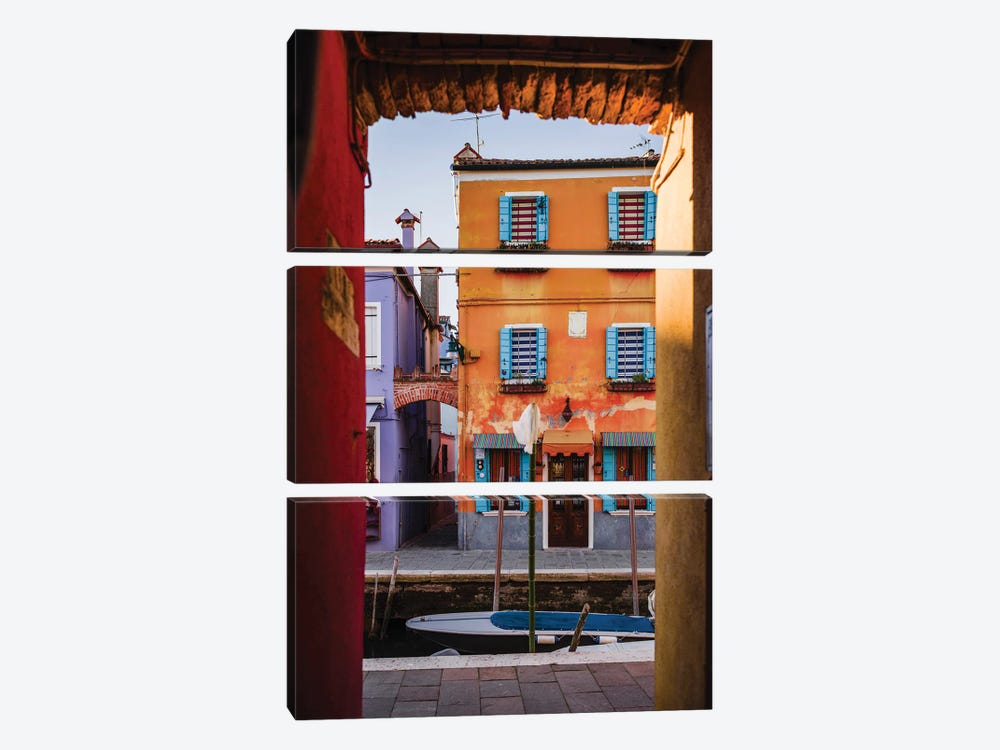 Sunset Over Orange House, Burano, Venice, Italy by Matteo Colombo 3-piece Canvas Artwork