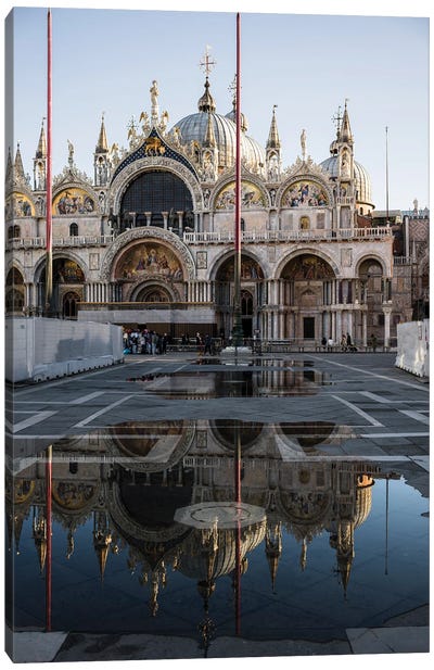 St Mark's Cathedral Reflection, Venice, Veneto, Italy Canvas Art Print - Veneto Art