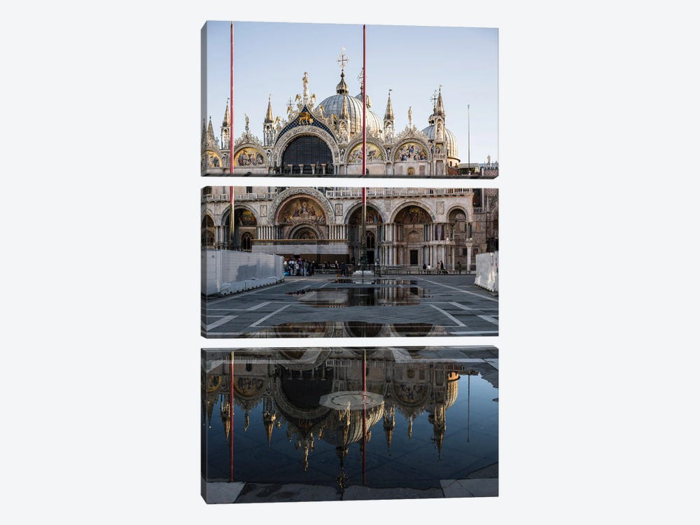 St Mark's Cathedral Reflection, Venice, Veneto, Italy by Matteo Colombo 3-piece Canvas Print