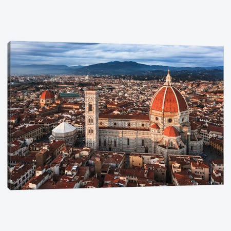 Aerial View Of Cathedral At Sunset, Florence, Italy Canvas Print #TEO2028} by Matteo Colombo Art Print