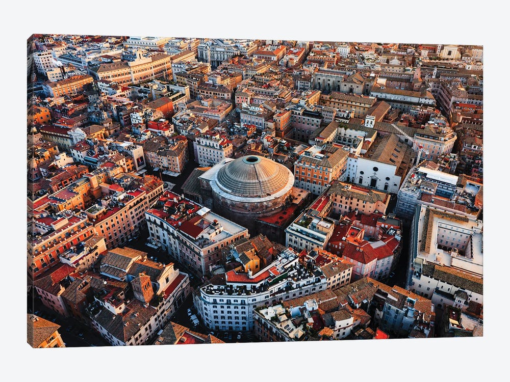 Aerial View Of Pantheon And Rooftops In The Old City, Rome by Matteo Colombo 1-piece Canvas Art