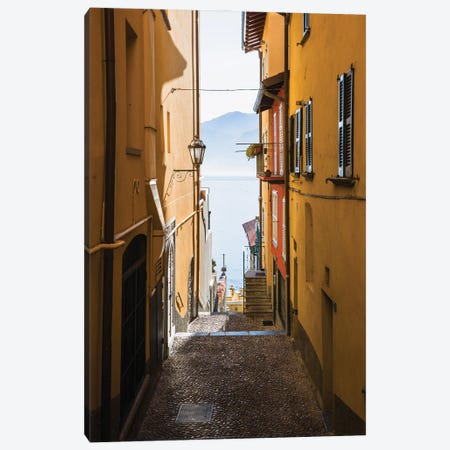 Yellow Street Leading To Lake Como, Varenna, Italy Canvas Print #TEO2036} by Matteo Colombo Canvas Art Print