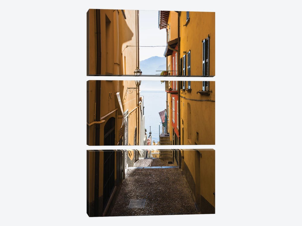 Yellow Street Leading To Lake Como, Varenna, Italy by Matteo Colombo 3-piece Canvas Wall Art
