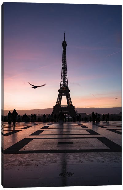 Eiffel Tower At Dawn, Trocadero, Paris, France II Canvas Art Print - Landmarks & Attractions