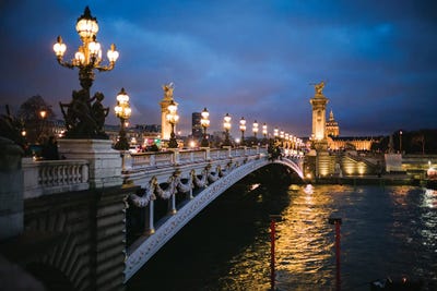 Alexandre III Bridge At Night, Paris, France by Matteo Colombo canvas print