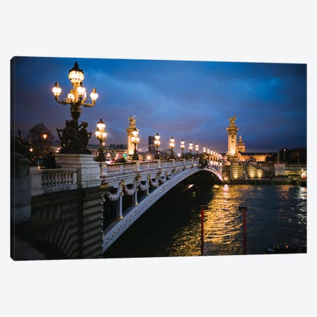 Alexandre III Bridge At Night, Paris, France Canvas Print #TEO2043} by Matteo Colombo Canvas Print