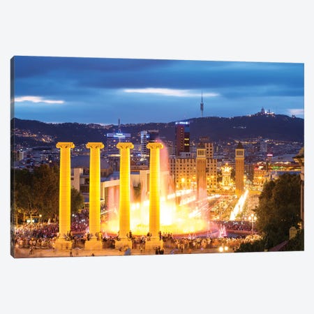 Font Magica At Night, Barcelona Canvas Print #TEO205} by Matteo Colombo Canvas Print