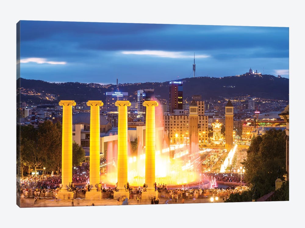 Font Magica At Night, Barcelona by Matteo Colombo 1-piece Canvas Wall Art