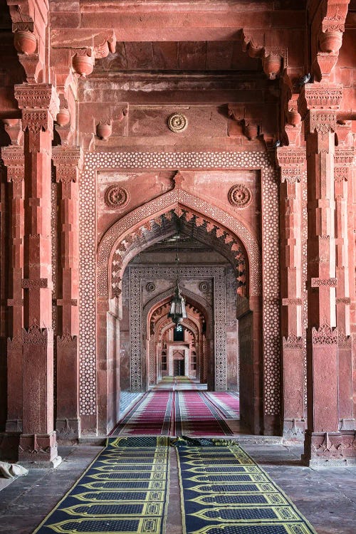 Ornate Corridor At The Mosque, India