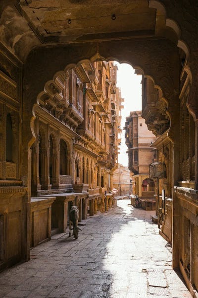 Cow Wandering In The Old Town, Jaisalmer, India by Matteo Colombo canvas print